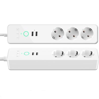 China Commercial EU Wifi Power Band 3 Smart Outlets Plug 2 USB Sync Tuya App Voice Control Works Charging Port Socket With Alexa Google Home for sale