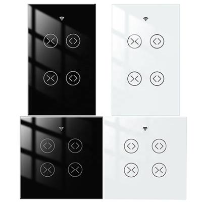 China 2 Black EU USA Google Blind White Home Touch Switch WiFi RF Roller Track Motor Wall Touch Switch Automatic Double Strip Smart Home Electric Blind YD22-WS-C4 for sale