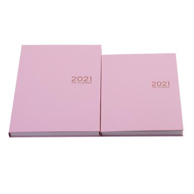 China Custom PU Leatherette Blank 2021 2022 Day 2021 2022 A5 Cover Pink Monthly Planner Hardcover Notebook Planner for sale