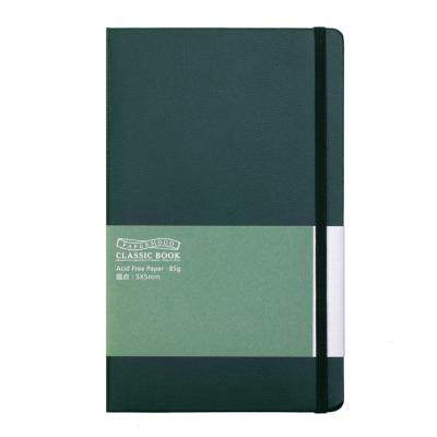 China Custom Hardcover Journal Notebook Leatherette PU Cover A5 Green Dotted Writing Notebooks for sale