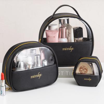 China Large Capacity Fashion Woman Cosmetic Bags PU Travel Wash Zipper Toiletry Pouch Set PVC Makeup Organizer Cases Transparent Clear Waterproof for sale