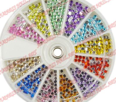 China New Fashion Nail Decoration Colorful Nail Art Tips Crystal Glitter Rhinestone Fushion Nail Art 720pcs/wheel for sale