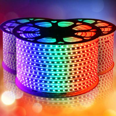 China Decoration Lighting 60leds/m SMD 5050 Strip RGB Light Full Color Waterproof Led Rope Light High Voltage for sale