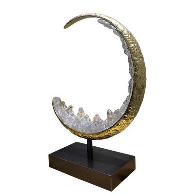 China Modern Creative Brass Mountain Modern Atmospheric Decorative Lamp Living Room Floor Lamp Moon Bedroom Bedside Table Lamp for sale