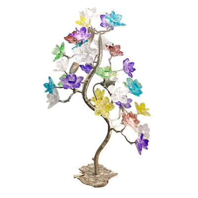 China Modern Luxury Crystal Flower Table Lamp Decorative Color Table Light For Bedroom for sale