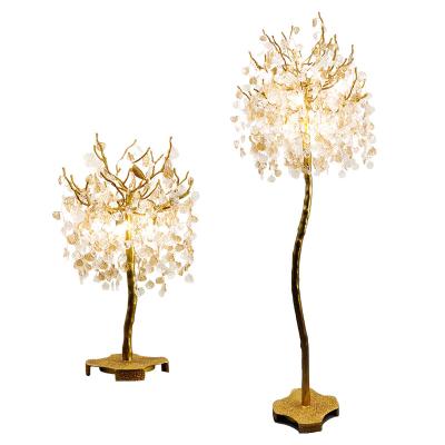 China Brass crystal living room floor lamp lamparas de pie floor home decor table lamps European modern shelf decoration for sale