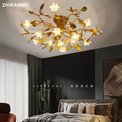 China New Guangdong 2020 Modern Round Crystal Copper Bedroom Flower Ceiling Lamp For Home Designer Decorative Ceiling Lamp for sale