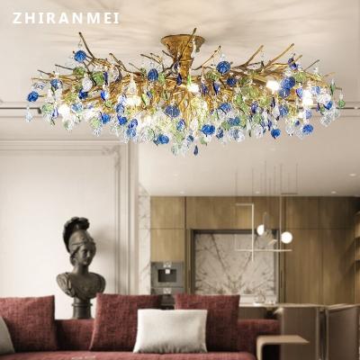 China Simple Brass Crystal Ceiling Lamp Round Porch Hallway Light High Entry Lamp European Hallway Light for sale