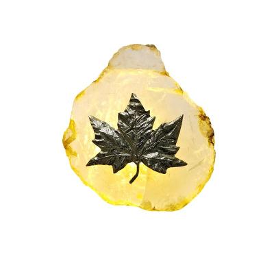 China Simple Luxury Light Modern Bedside Lamp Modern Fancy Lights Bedside Lights For Home Designer Maple Leaf Crystal Stone Wall Lamp for sale