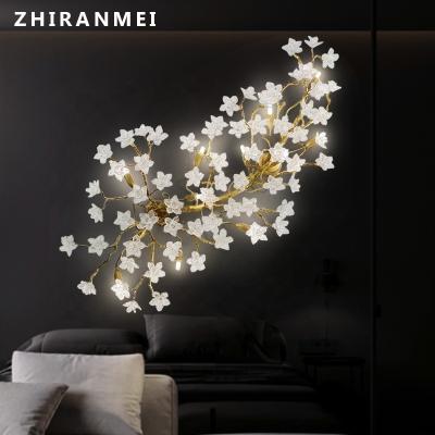 China 2022 Modern Luxury Home Hotel Bedside Restaurant Flower Sconce Nordic Indoor Modern Wall Lamp LED Crystal Wall Light for sale