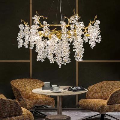 China Luxury modern lamp living room chandelier bedroom lamp villa around creative aluminum crystal lamp for sale