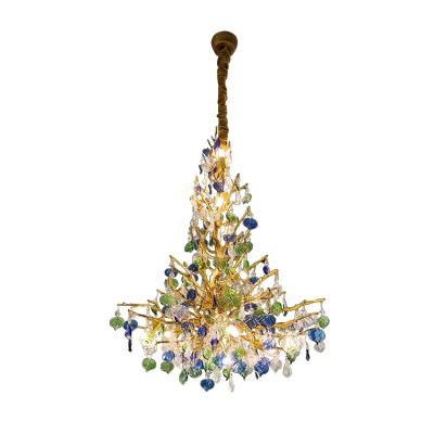 China Modern European Crystal Brass Round Chandelier Modern Pendant Lights Chandeliers for sale