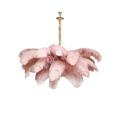 China Modern Nordic Copper Feather Bedroom Ostrich Lamp Living Room Lighting Chandelier Pendant Lights for sale