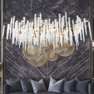 China Large Modern Italian Luxury Rectangle Led K9 Crystal Chandelier For Hotel Lighting for sale