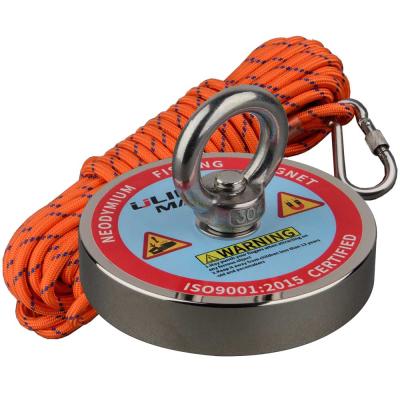 China Industrial Magnet Magnet Fishing Kit 950LBS Neodymium Magnetic Materials D90mm 49 Feet Rope Countersunk Hole M10 for sale