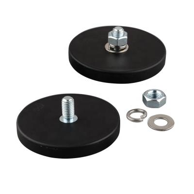 China Super Strong Anti-Scratch 27Kg Black Neodymium Magnet D66mm Earth Magnets Neodymim Anti-Scratch Anti-Skid Round Male M8 Thread Magnetic Stud for sale