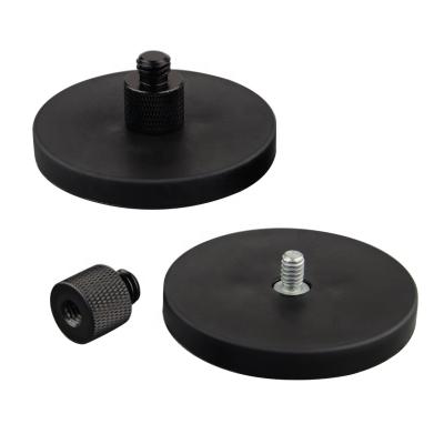 China Super Strong Super Strong Anti-Scratch Neodymium Magnet D66mm 27KG Rubber Coated Magnets Round Base 1/4 Adapter 3/8 Thread Magnetic Mounting Stud for sale