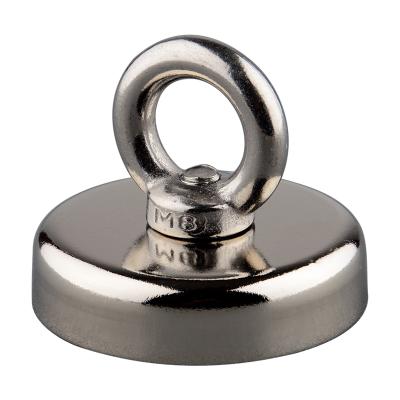 China Super Strong Top Selling Male Thread M8 Neodymium Magnets Cup Search Magnets Silver Magnetic Fishing D60mm Steel Constant for sale