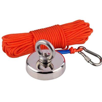 China Industrial Magnet Neodymium N52 Strong Fishing Magnet Set Magnetic Materials 100KG M8 Threaded Magnets Heavy Duty 10m ROPE for sale