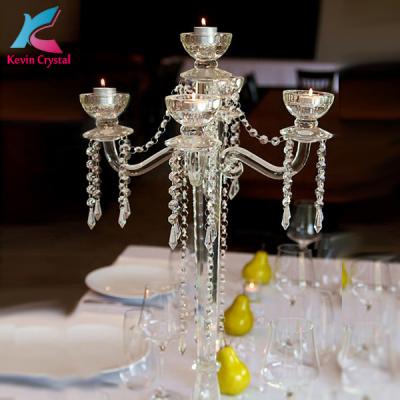 China K-1008 Europe wedding candelabra table centerpiece tall 5am wedding crystal candelabra for sale