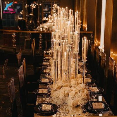 China Hot Sale K1165rst Crystal Wedding Table Centerpiece Candle Holder Wedding Candelabra for sale