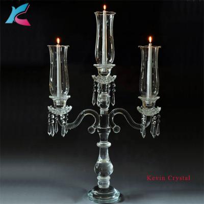 China Unique K-1169 Europe Designed Crystal Candelabra Wholesale With 3 Stands For Home Decor for sale