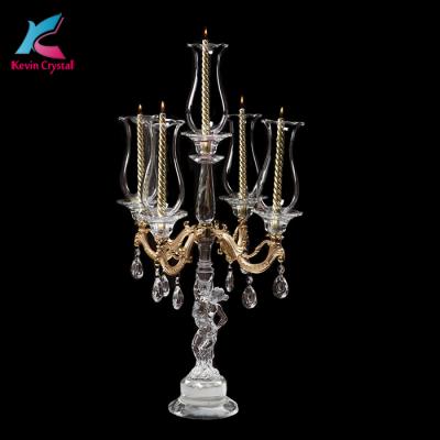 China K-1092 Europe Handmade Crystal Candelabra with Glass Tube Shade to Match Decor for sale