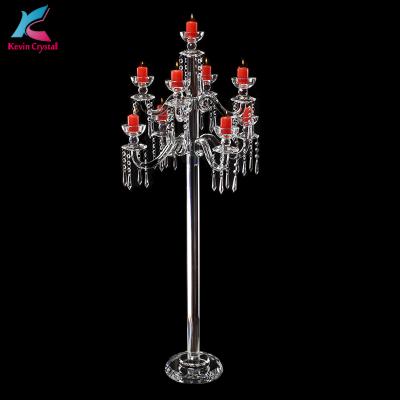 China Custom Tall Wedding Decor Europe K-1089 Crystal Table Candelabra With 9 Branches for sale