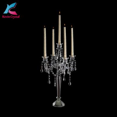 China Europe K-1077 Tall Table Centerpiece Crystal Candelabras For Wedding Decor for sale