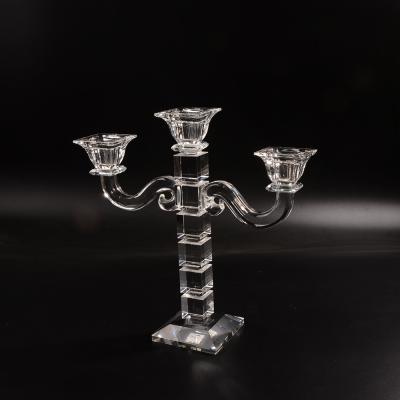 China Europe K-1070 hot selling crystal table centerpiece candelabras with 3 branches to wedding decor for sale