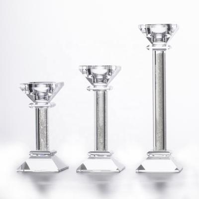 China Modern Home Decoration Crystal Glass Candle Holder Set For Candlelight And Tealight Candle for sale