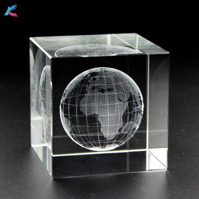 China China K-6014 Handmade High Quality Customized 3d Cube Crystal Laser Engraved for sale