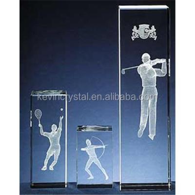 China China 3D Laser Golf Sport Crystal Trophy For Souvenir Gifts for sale