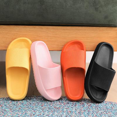 China Cushioning 2022 Women Sandals light weight anti-slip  Soft Thick Sole house slides pure color Indoor EVA slippers for sale