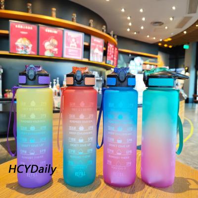 China Sustainable Gradient Water Bottle Frosted Space Cup Rope Suction Spout Water Cup 1000ml Gym Portable Lifting Exercise Kettle For Adults for sale