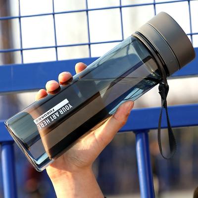 China Wholesale Viable Motivational Bulk Water Bottle Motivational Casual Sports Plastic Cups With Hand Ring for sale