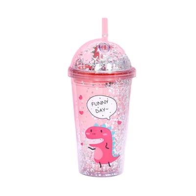 China Cartoon Viable Plastic Self-Contained Plastic Self-Contained Plastic Double Wall Freeze Beverage Cooler Cup BPA Free Tumbler Water Cooling Ice Summer Frozen Coffee Mug for sale