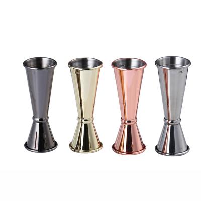 China HOT SALE new style stainless steel double measuring cup metal with edge of the roll wine accessories easy mixing for sale