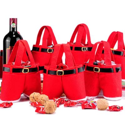 China Simple Santa Claus Wine Bottle Bag Festival Child Candy Gift Bags Christmas Bottle Package for sale