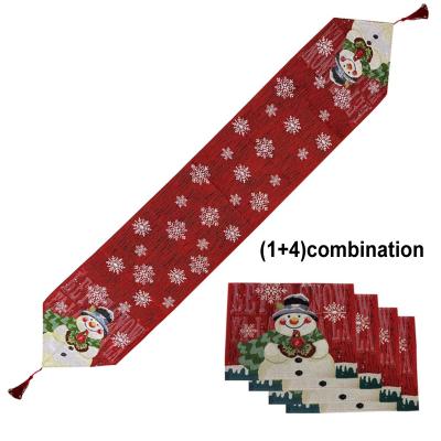 China 2021 Crafted DIY Accessories Christmas Table Cloth Snowman Festival Home Dress Up Table Cloths Banner for sale