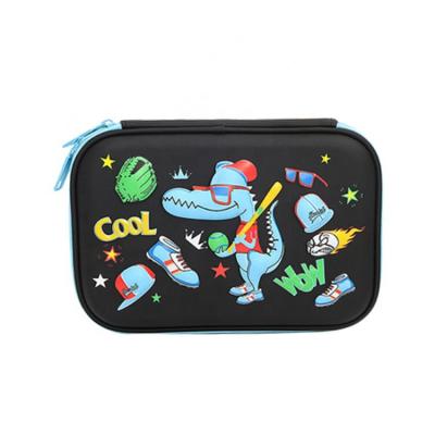 China Durable promotion stock production 10 inch EVA dinosaur cute design kids black pencil case bag for school for sale