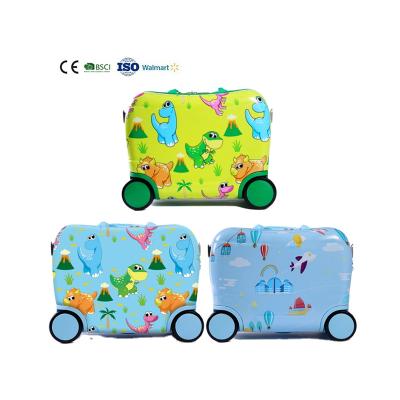 China OEM Manufacture Waterproof And Dirt Proof ABS 4 Wheel 16 Inch Kids Trolley Luggage Ride-On Suitcase for sale