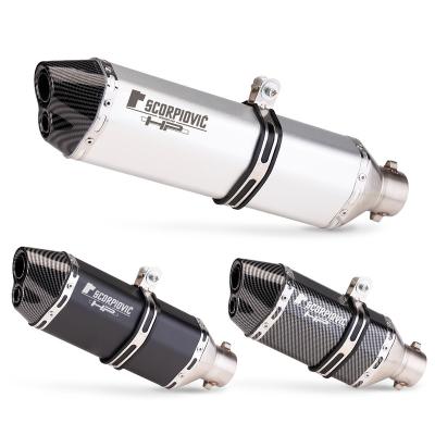 China Stainlsess Universal Steel 51mm Motorcycle Exhaust Modified Muffler Scooter Bike Motocross For R6 ER6N CBR250R Z650 MT07 R25 for sale