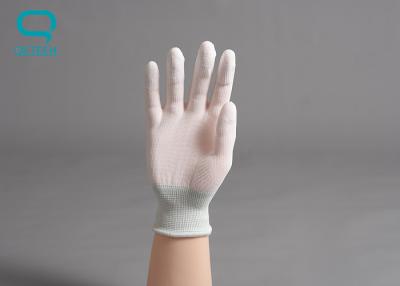 China White Nylon Fingertip PU Coated Hand Gloves 20cm 22cm S M L 0.9mm for sale