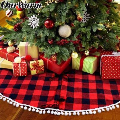 China Ourwarm Christmas Decorations Burlap Round Indoor Christmas Tree Wrap Skirt 48 Inches for sale