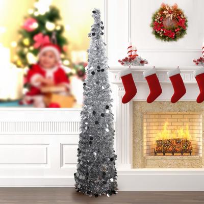 China PVC Flashing Silver Green Instant Christmas Tree Ourwarm 5ft (150cm) for sale