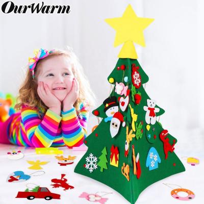 China Kids Felt Fabric Ourwarm Christmas Decoration 3D Diy Felt Christmas Tree Set With Hanging Ornaments for sale