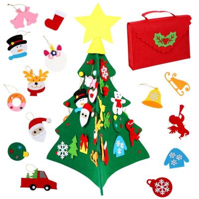 China Ourwarm Christmas Kids 3D DIY Popular Toddler Felt Christmas Tree with 30 Ornaments for sale