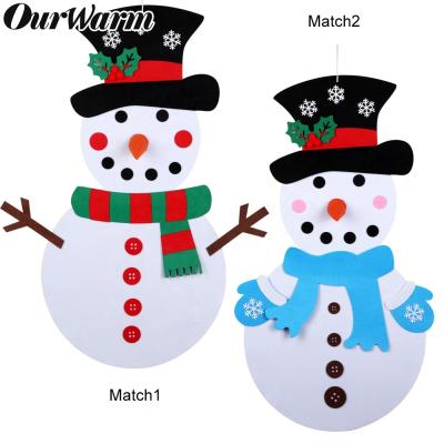 China Fabric Felt Ourwarm Amazon Most Popular 31pcs Detachable Ornaments DIY Felt Christmas Snowman For Toddlers for sale