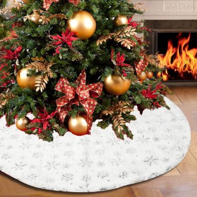 China Wholesale Faux Fur White Fur Snowflake Light Christmas Decoration Ourwarm Cheap OEM LED Sublimation Christmas Tree Skirt for sale